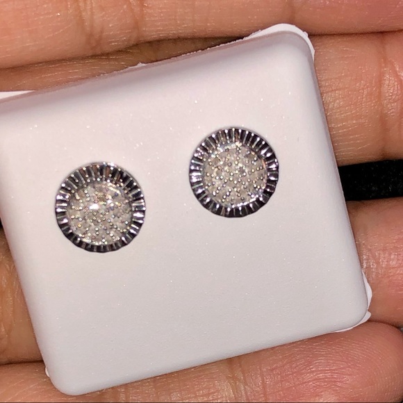 REAL DIAMOND around earrings NOT CZ NOT Moissanite